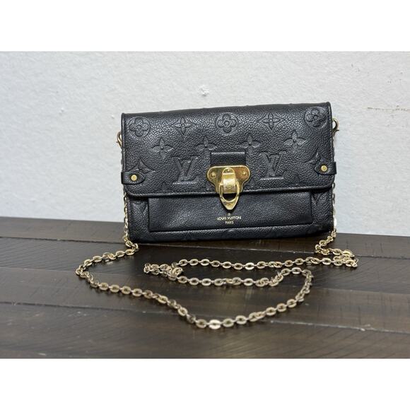 Louis Vuitton Black‎ Monogram Empreinte Leather Vavin Chain Wallet 7.5”x5” - Picture 1 of 16